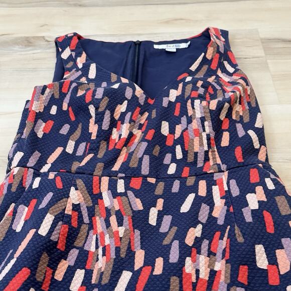 Boden 4R US 8R UK Emma Dress V-Neck Textured Confetti Geometric Pattern Blue - Picture 4 of 11